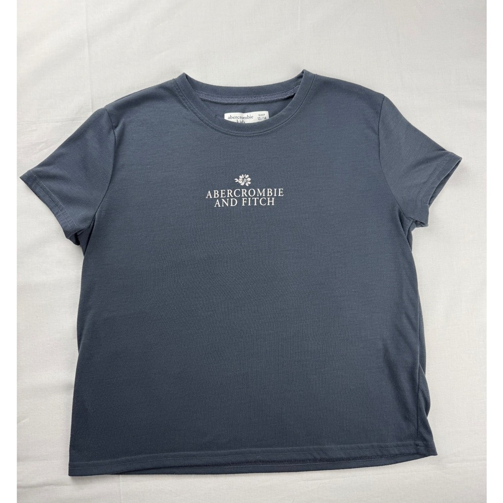 Abercrombie Kids Sleep Graphic Tee Charcoal Blue Daisy Logo Size 13/14